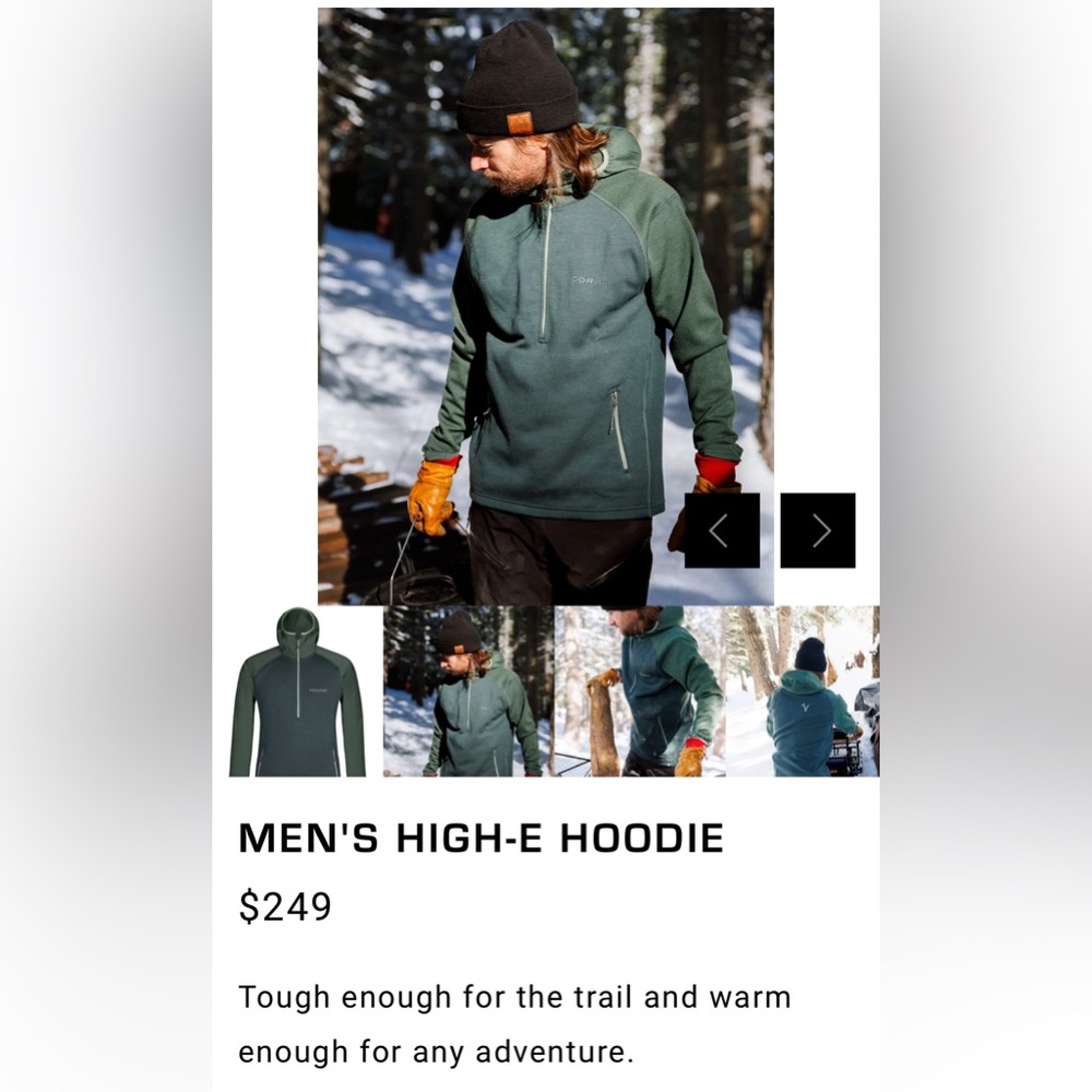 Voormi - Warm Hoodie - Half Zip, wool & poly, Men’s Small/Medium